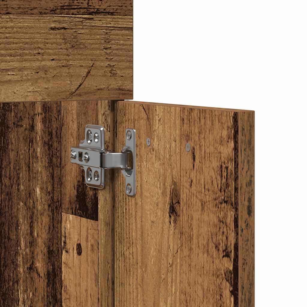 2-TLG. Badmöbel-Set Altholz-Optik mit Spiegel, Badschrank aus Holzwerkstoff, wandmontierbar, viel Stauraum für Toilettenartikel, klare Glas-Spiegelfläche für Make-up und Rasur