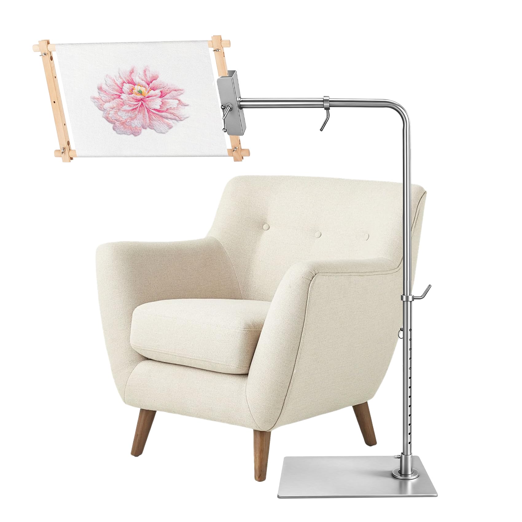 Photo 1 of ??????? Workstand with Side Clamp for Lowery Stands, Extra-Large ? Stable Base, 360°Adjustable Cross Stitch Floor Stand, Fit Q-Snap Frames ? Scroll Rods up to 32" Wide, Metal Cross Stitch Stand