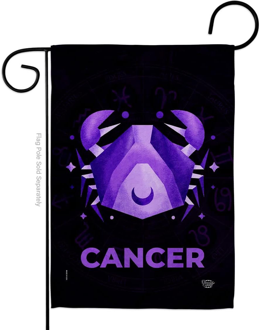 Cancer Garden Flag Interests Zodiac Sign Celestial Stars Sun Horoscope Constellation Space House Decoration Banner Small Yard Gift Double-Sided, Made in USA