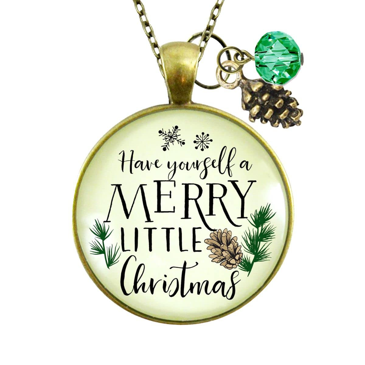 Gutsy Goodness Christmas Season Necklace Fun Novelty Holiday Vintage Style Theme Quote Pendant Handmade Jewelry 24" 36" Chain Gift Box