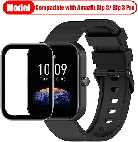 Miniatura 2 de Paquete de 4 protectores de pantalla para Amazfit Bip 3/Bip 3 Pro, cobertura de pantalla completa, sin burbujas, antiarañazos, impermeable, película