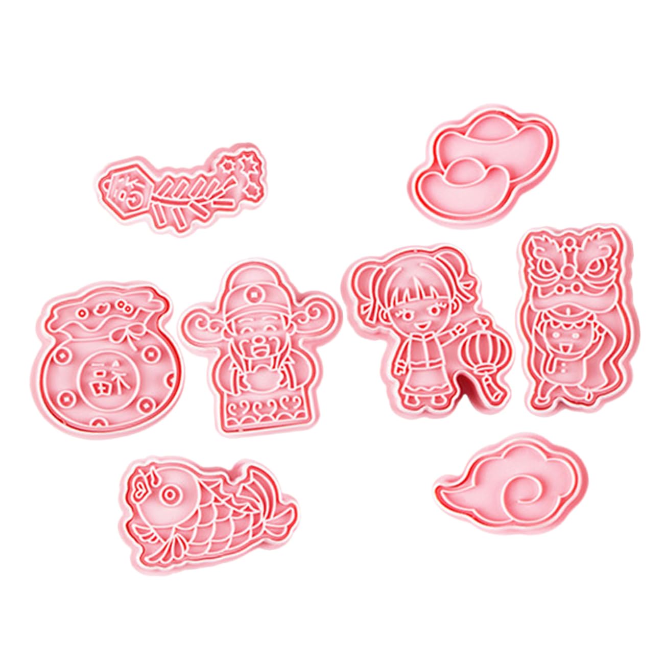 MAGICLULU 5 Juegos Molde De Galletas Sellos De Galletas 3d Mini Cortadores De Galletas De Navidad Cortador De Galletas Circular Fabricante De Moldes De Postre El Plastico Rosa 8 Uds * 5