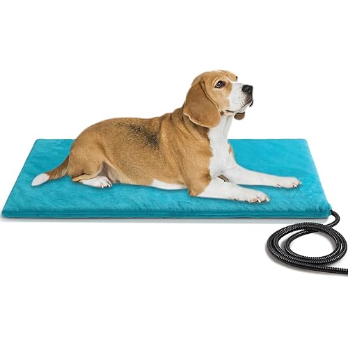 clawsable Outdoor Pet Heating Pad for Dog & Cat, Multi-Size Extremely Waterproof Heated Cat Dog Bed for Outside, Pet Heater Warmer Mat Blanket for Senior Dog Cat House Whelping Box (L-16"x28")