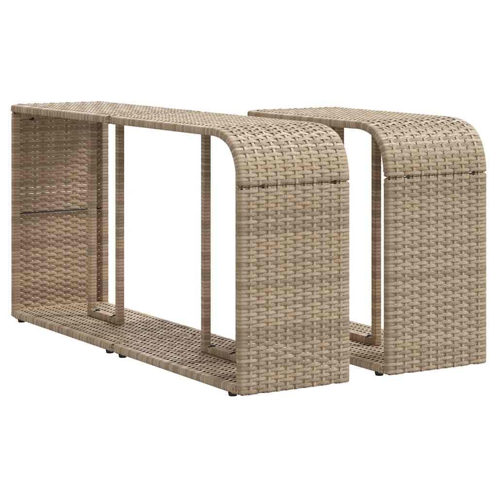 Juego de sofá modular de ratán sintético para jardín con espacio de almacenamiento y fundas de almohada extraíbles, 10 piezas, color beige