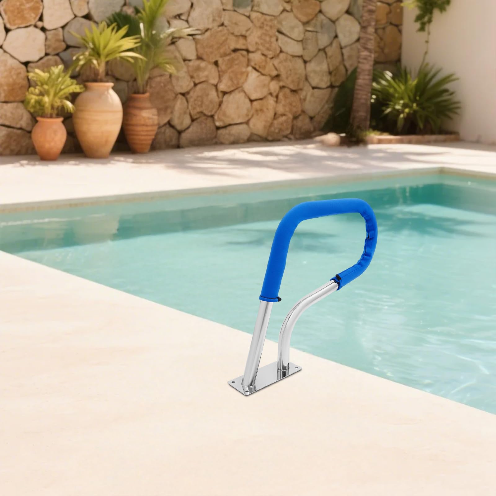 Pasamanos de piscina de acero inoxidable 304, mango estable con cubierta de neopreno, ayuda de entrada de hasta 120 kg, para piscinas interiores y exteriores