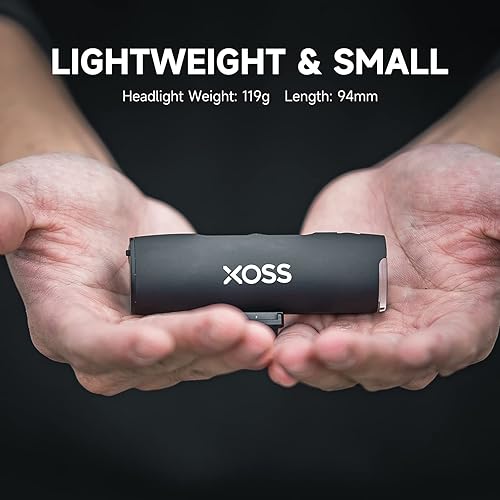 Miniatura 5 de XOSS Luz de bicicleta para montar por la noche, faro de bicicleta recargable USB con 5 modos, luz de ciclismo impermeable para carretera, montaña,