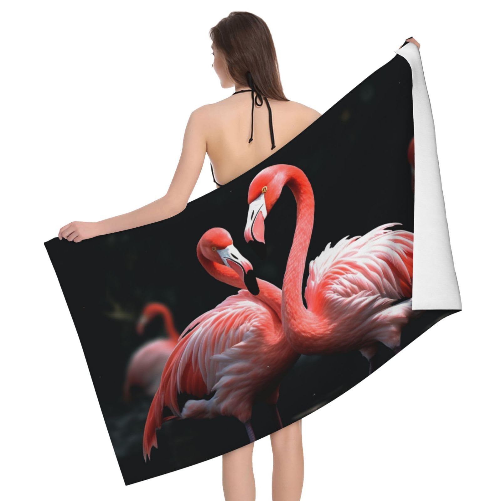 BWWHCCTI Cute Flamingo Printed Microfiber Quick Dry Bath Towel, Soft Beach Towels for Travel,Camping,Gym,Beach,Swimming,Yoga, 130x80 CM