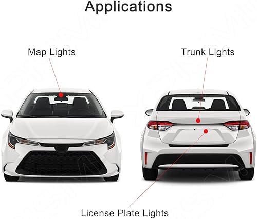 Miniatura 3 de Paquete de 5 luces LED blancas para interiores de 6000 K, compatible con Ford Mustang 2005 2006 2007 2008 2009, con diagrama de colocación y
