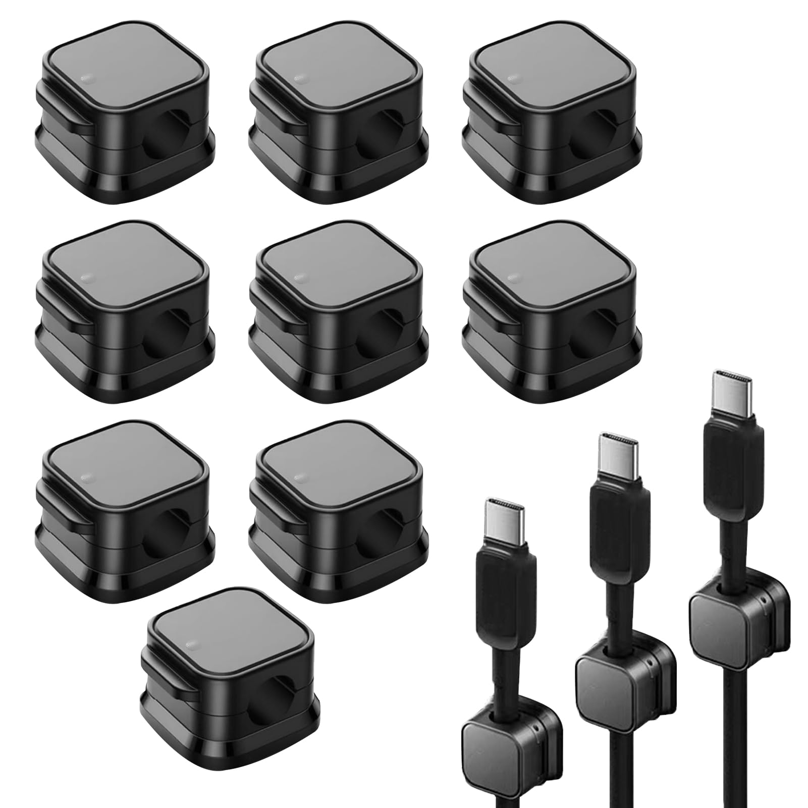 Range Cable Lot De 5 Clips Câble AGPTEK En Silicone - Organisez Vos Câbles USB/audio/alimentation - Noir Clip Cable