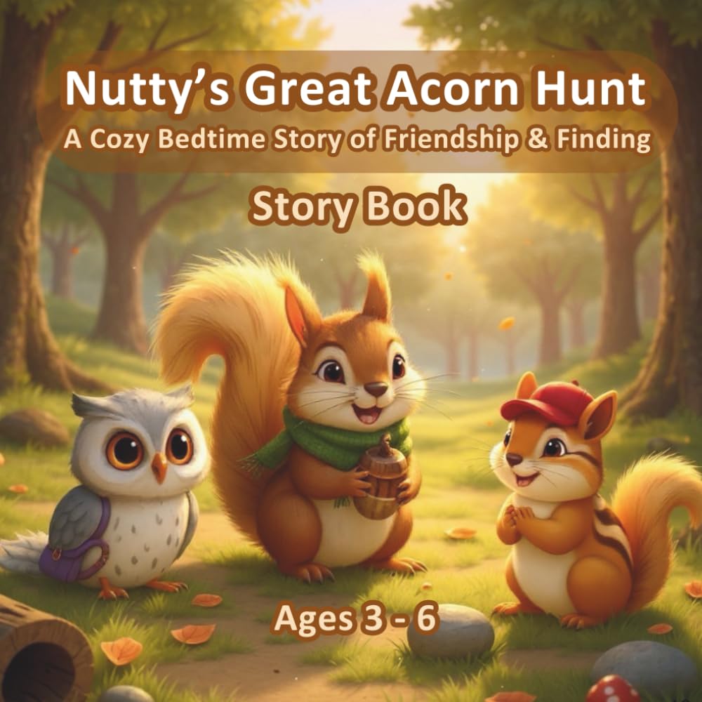 Nutty’s Great Acorn Hunt: A Cozy Bedtime Forest Story for Kids Ages 3–6: Read-aloud picture book with squirrel, owl and chipmunk; calming bedtime ... – holidays, birthdays and christmas
