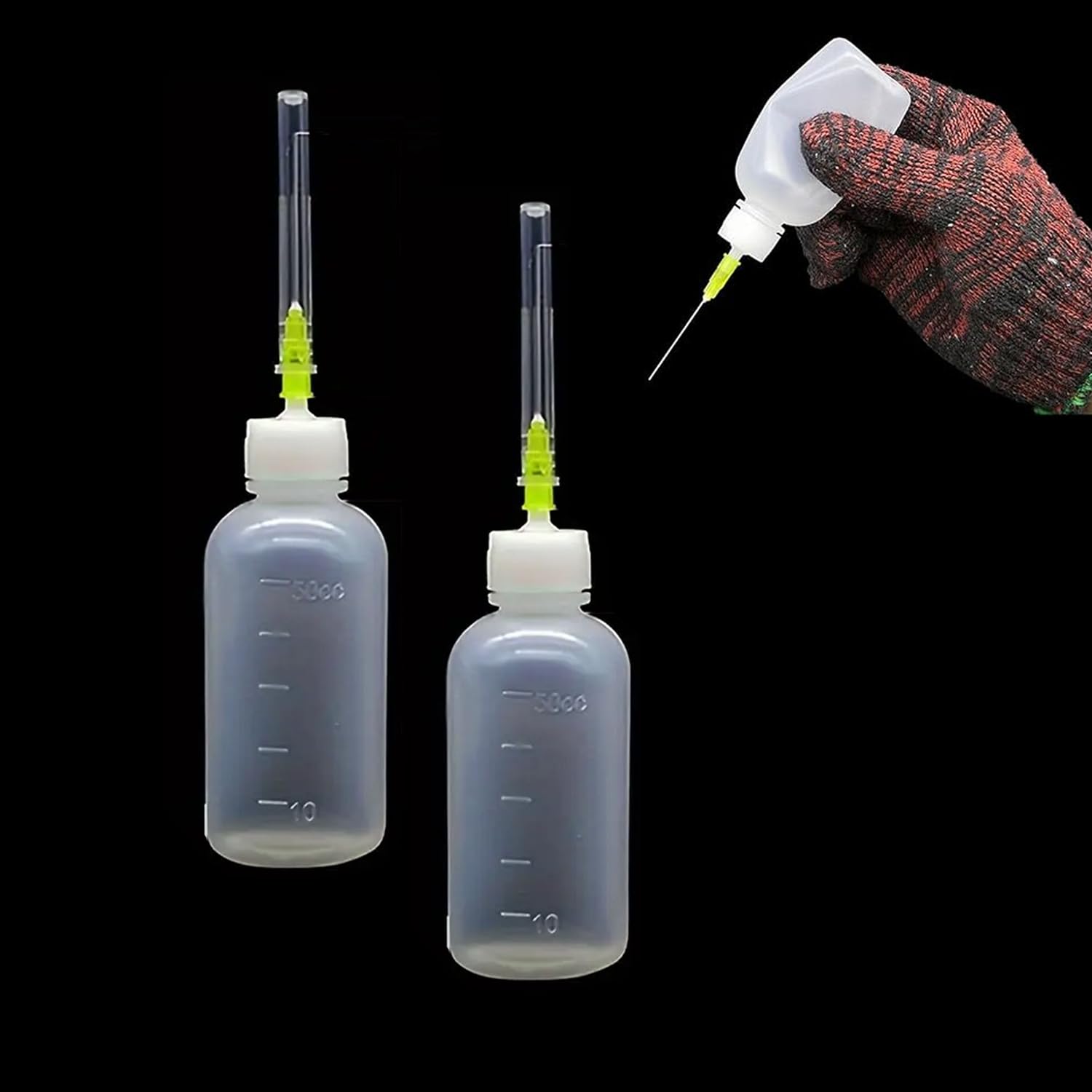 Aksesuarcı 2 Adet 50ML Tekrar kullanılabilir kolay doldurulan Çok Amaçlı Şırıngalı Plastik Şişe, tutkal aplikatör şişesi, rosin lehim akı, temizlik sıvıları, yapıştırıcılar için tasarlanmış