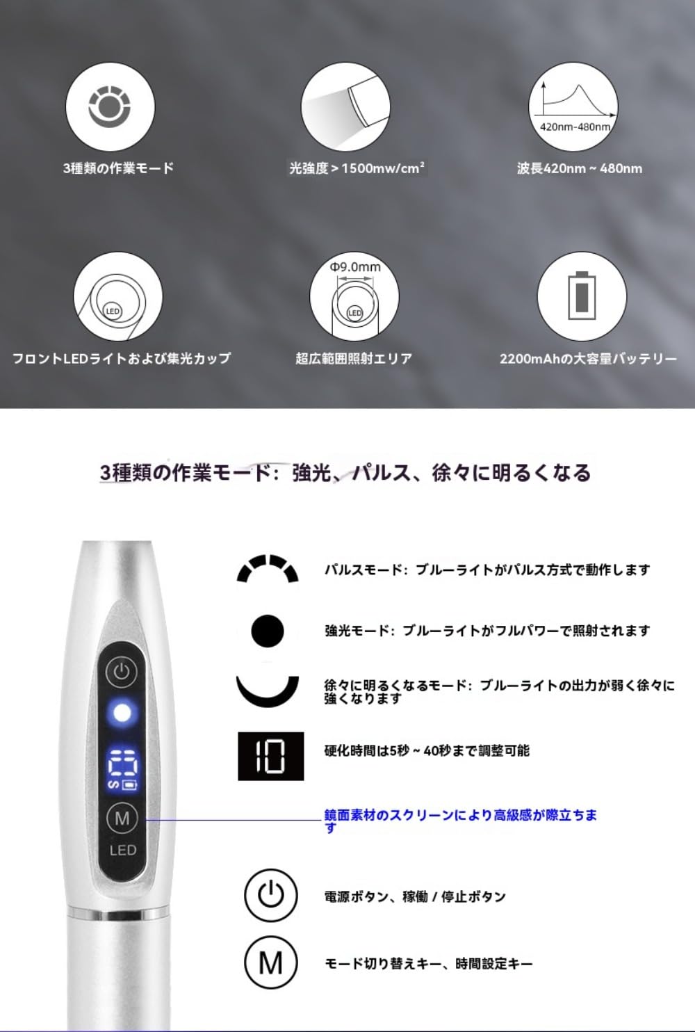 Amazon.co.jp: YAKINO歯科用光重合器 LEDレジン硬化ライト 多色選択 5