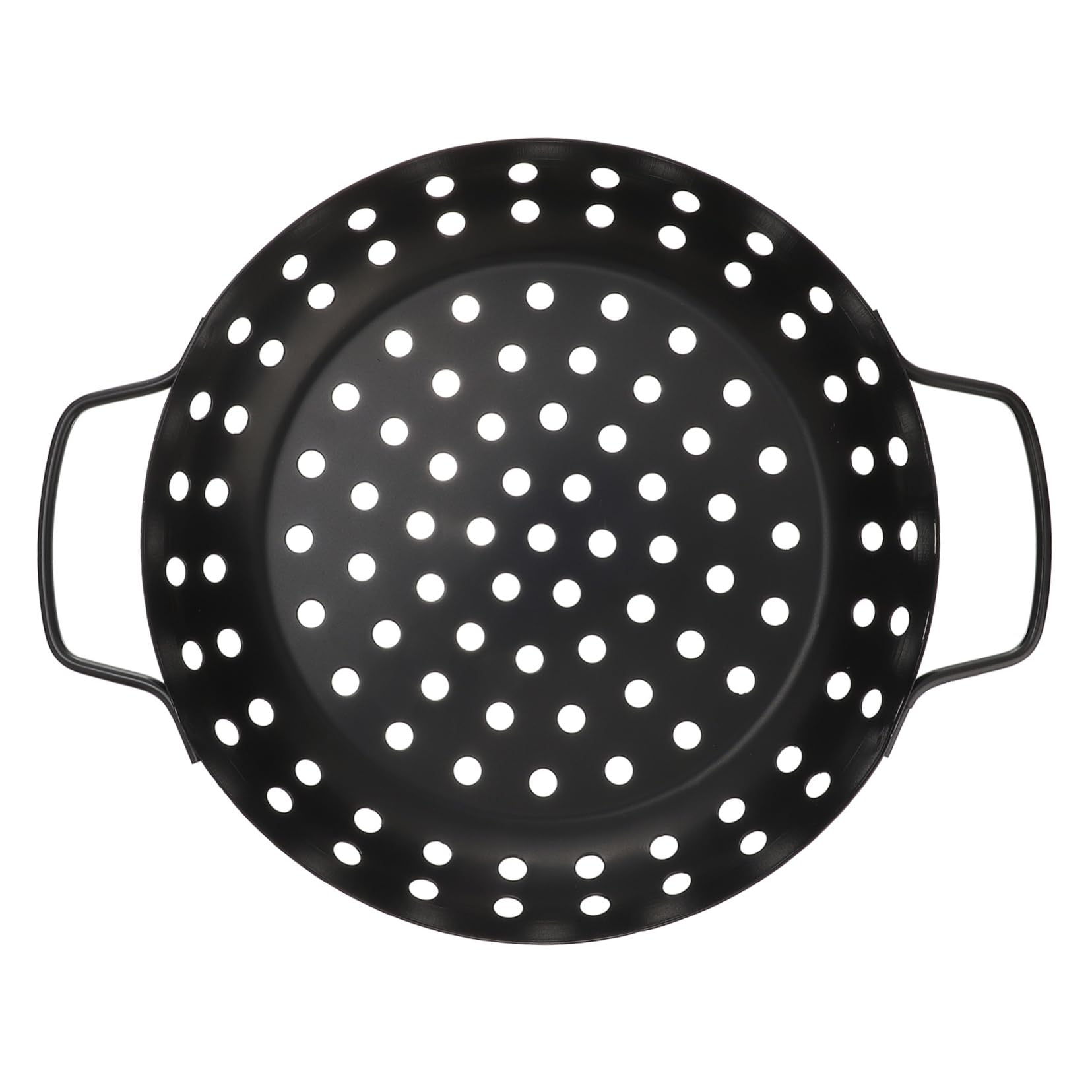 ibasenice Portable Barbecue Grill Basket Large Holes Grill Pan Carbon Steel Safe and Practical