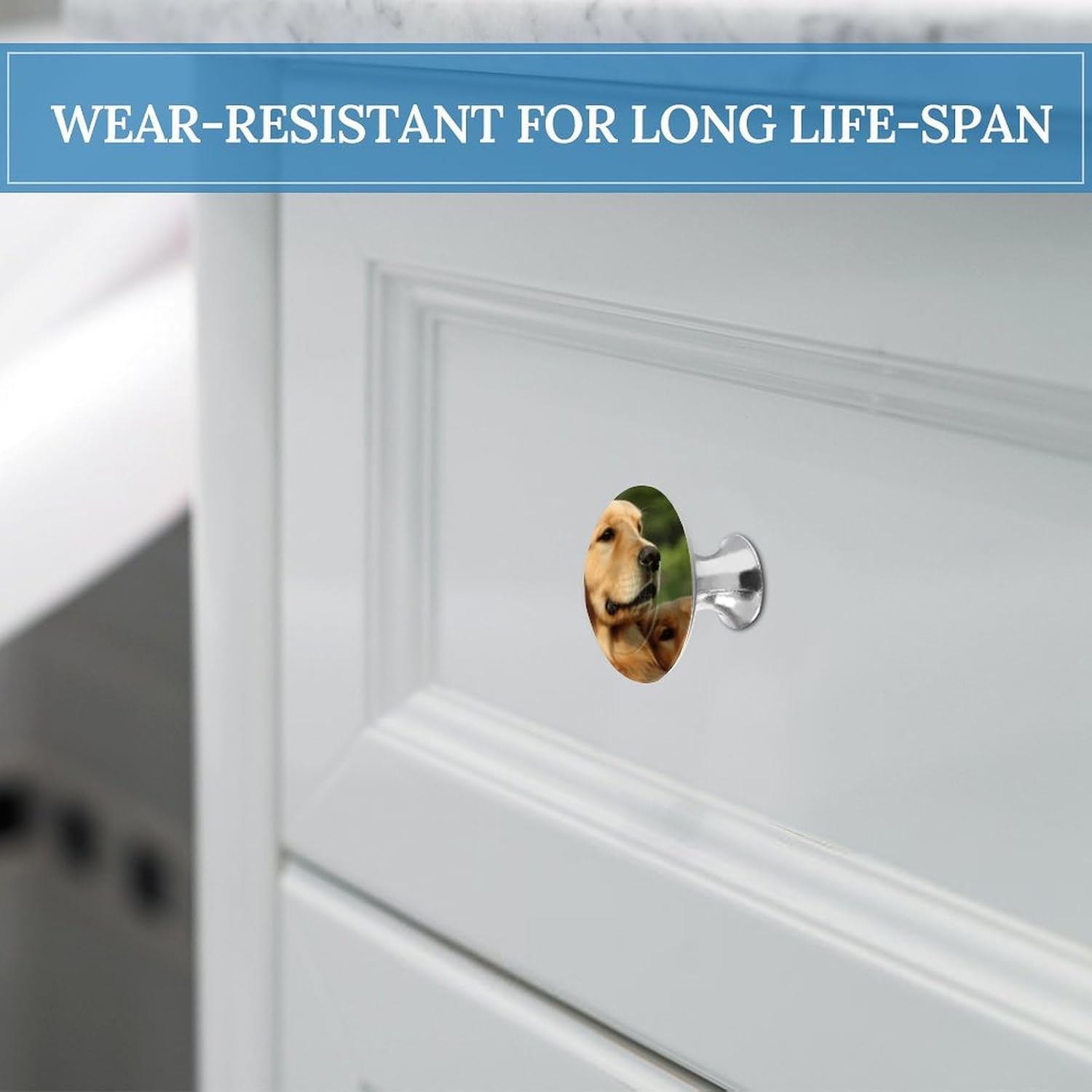 Cabinet Handles Round Drawer Pulls Dog Golden Retriever Dresser Knobs for Cabinets and Drawers Handle Kitchen Cabinet Pulls for Bathroom Cupboard Drawers Cabinet Pulls for Kitchen Door