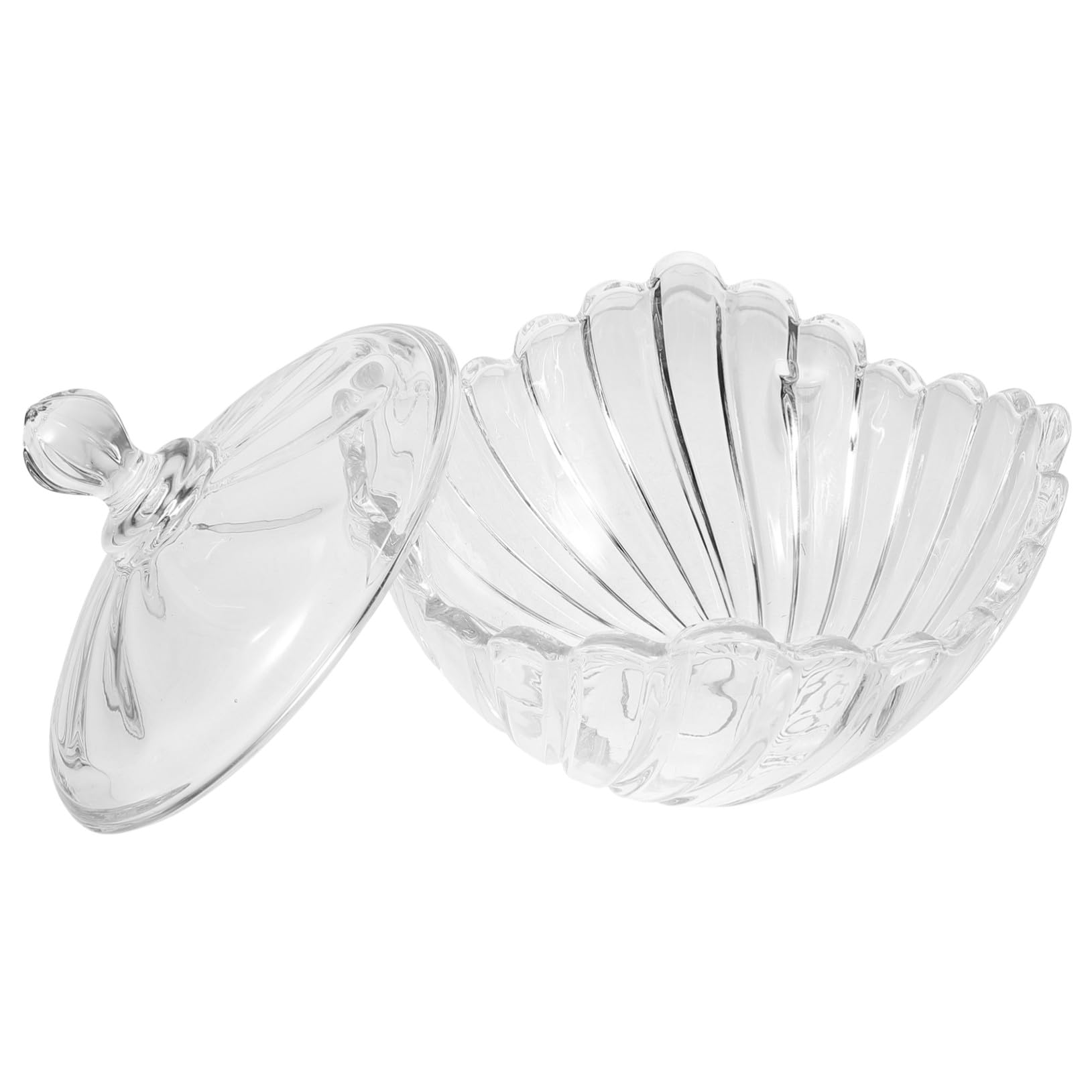 Geprägtes Bonbonglas mit Deckel aus Glas, Transparent, 603 | Ringe und Schmuck, Leicht zu Befüllen, Europäische Form für Café und Glasdekoration