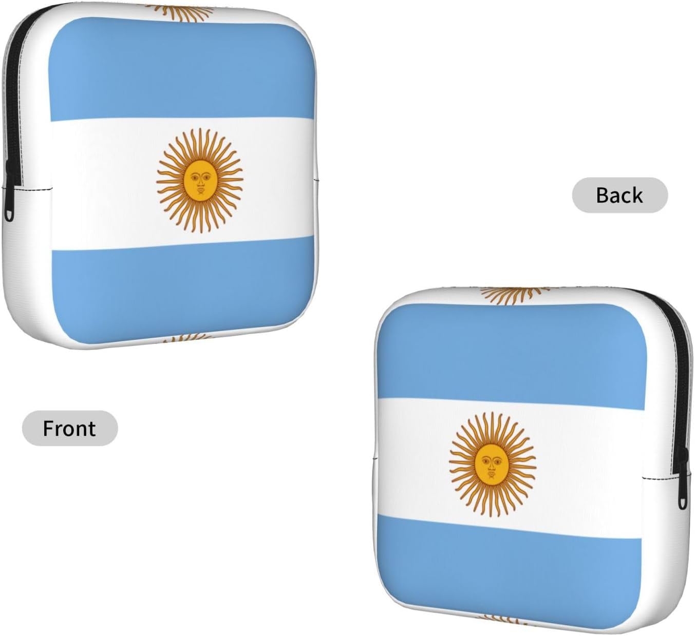 Argentine Flag Print Women Period Bag Sanitary Pouch Portable Pad Pouch Tampon Holder Small Zipper Pouch Storage Bag