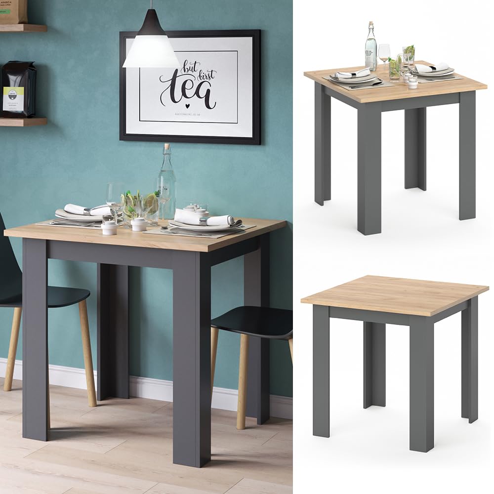 Vicco Esstisch Karlos, Goldkraft Eiche, 80 x 80 cm, geeignet für 2–4 Personen zur Nutzung im Essbereich