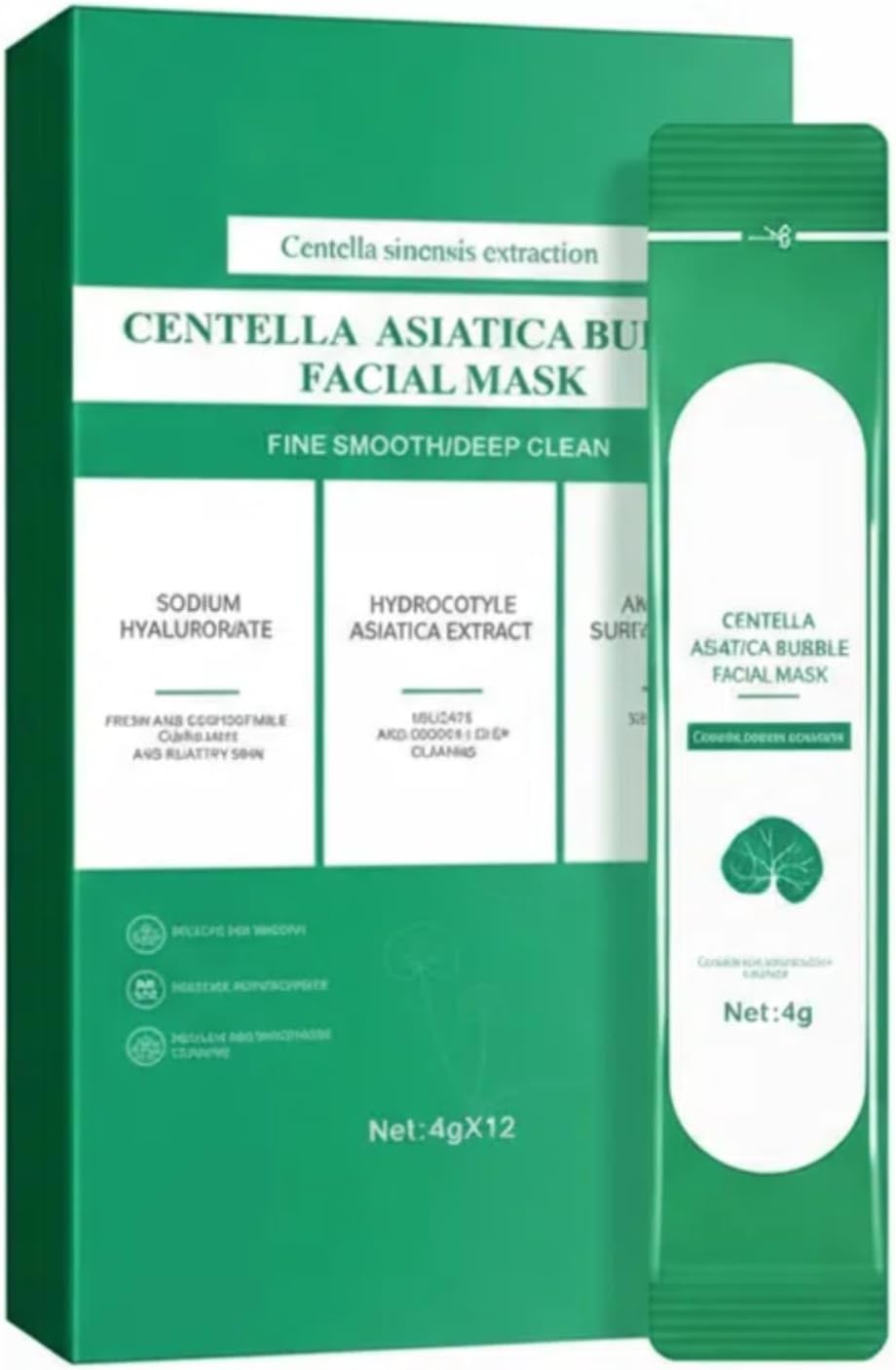 Centella Asiatica Bubble Face Mask, Centella Foam Facial Mask, Centella Bubble Facial Mask Deep Cleansing Smear Skincare Mask, Remove Black and Control Oil, Individual Package 12Pcs