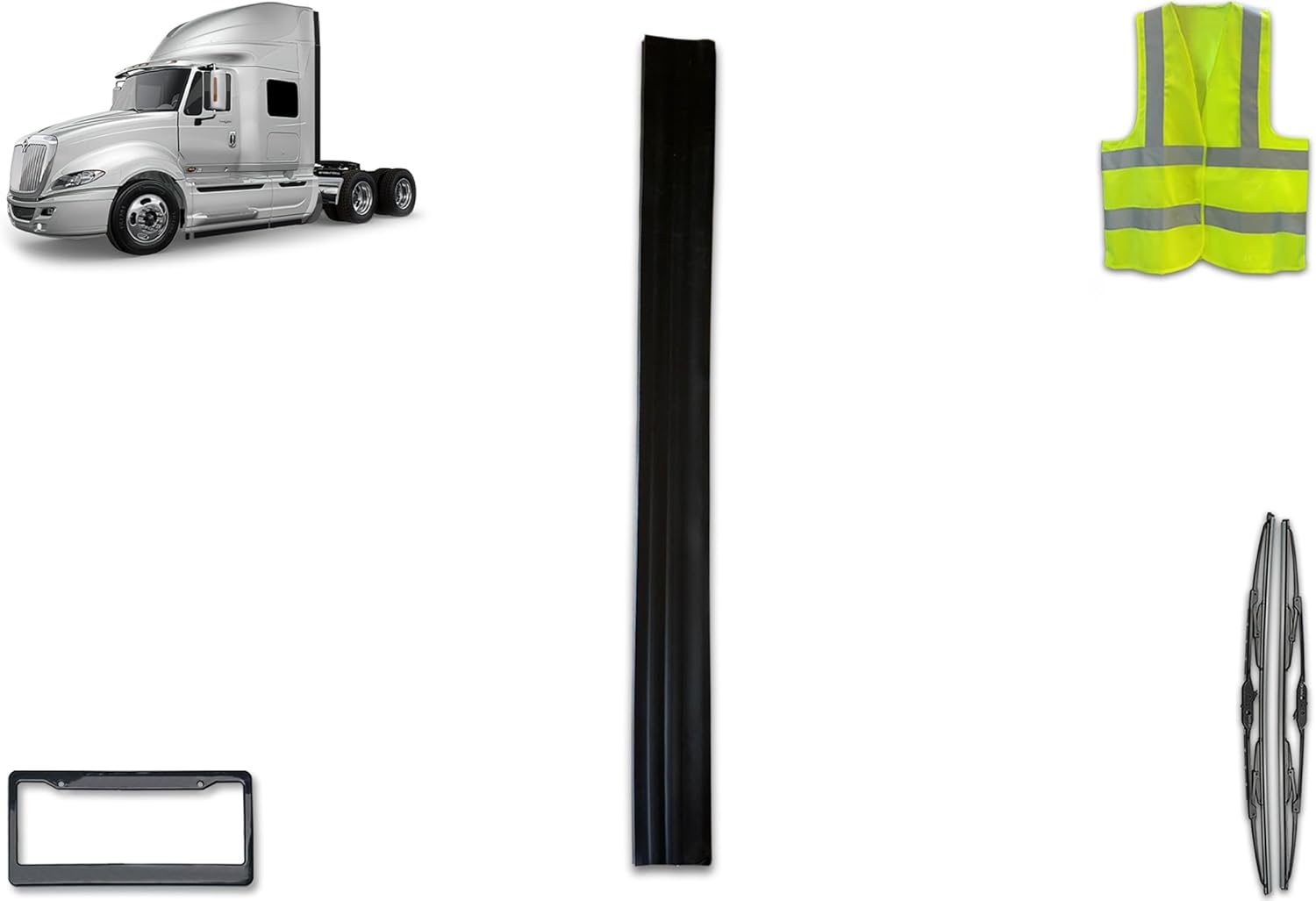 KOZAK Bottom Lower Fairing Extension (Left Driver Side) Compatible with International Prostar PLUS Logo, License Plate Frame, 2X 22 Windshield Wipers and Vest