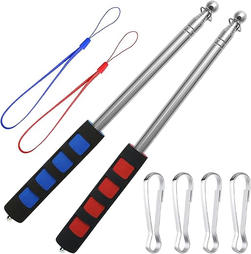 FL HUA 2 Stück Teleskop Fahnenmast Kit, 1,6m Tragbare Teleskopstange Fahnenmast, Edelstahl Fahnenstange Teleskop Festival, Teleskopmast für Lehrer Reiseleiter