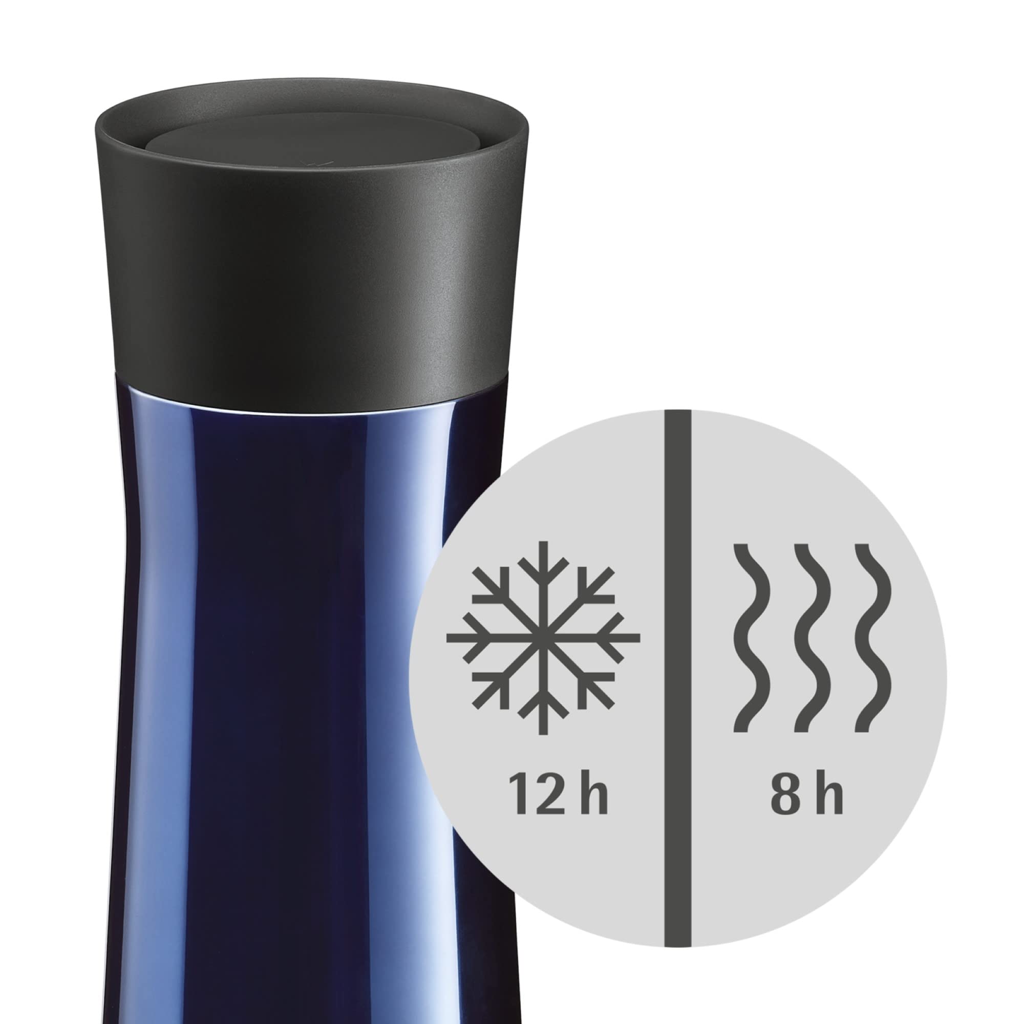 WMF Impulse kubek termiczny 350 ml, kubek termiczny z automatycznym zamknięciem, otwór do picia 360°, utrzymuje napoje gorące przez 8 h/zimne przez 12 h, niebieski