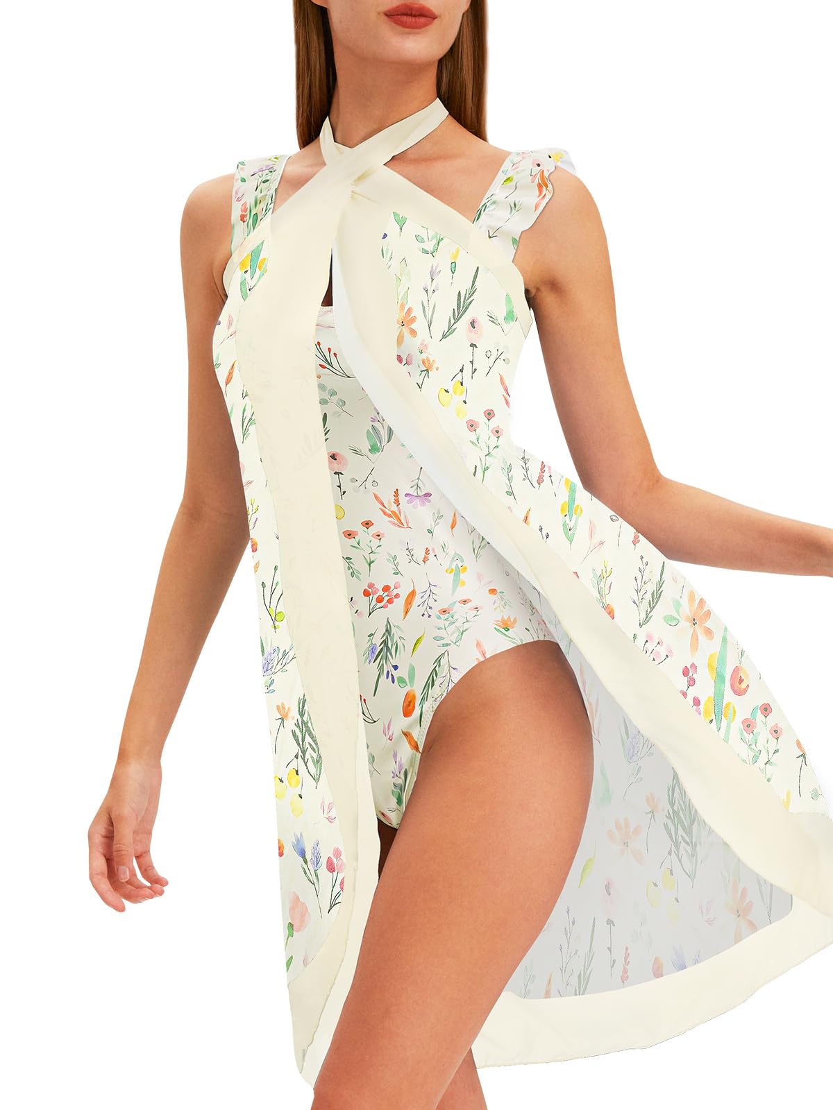 One Piece Swimsuit with Cover Up Sarong Swimsuit for Women Swimsuit with Cover Up Set Two Piece Bathing Suit