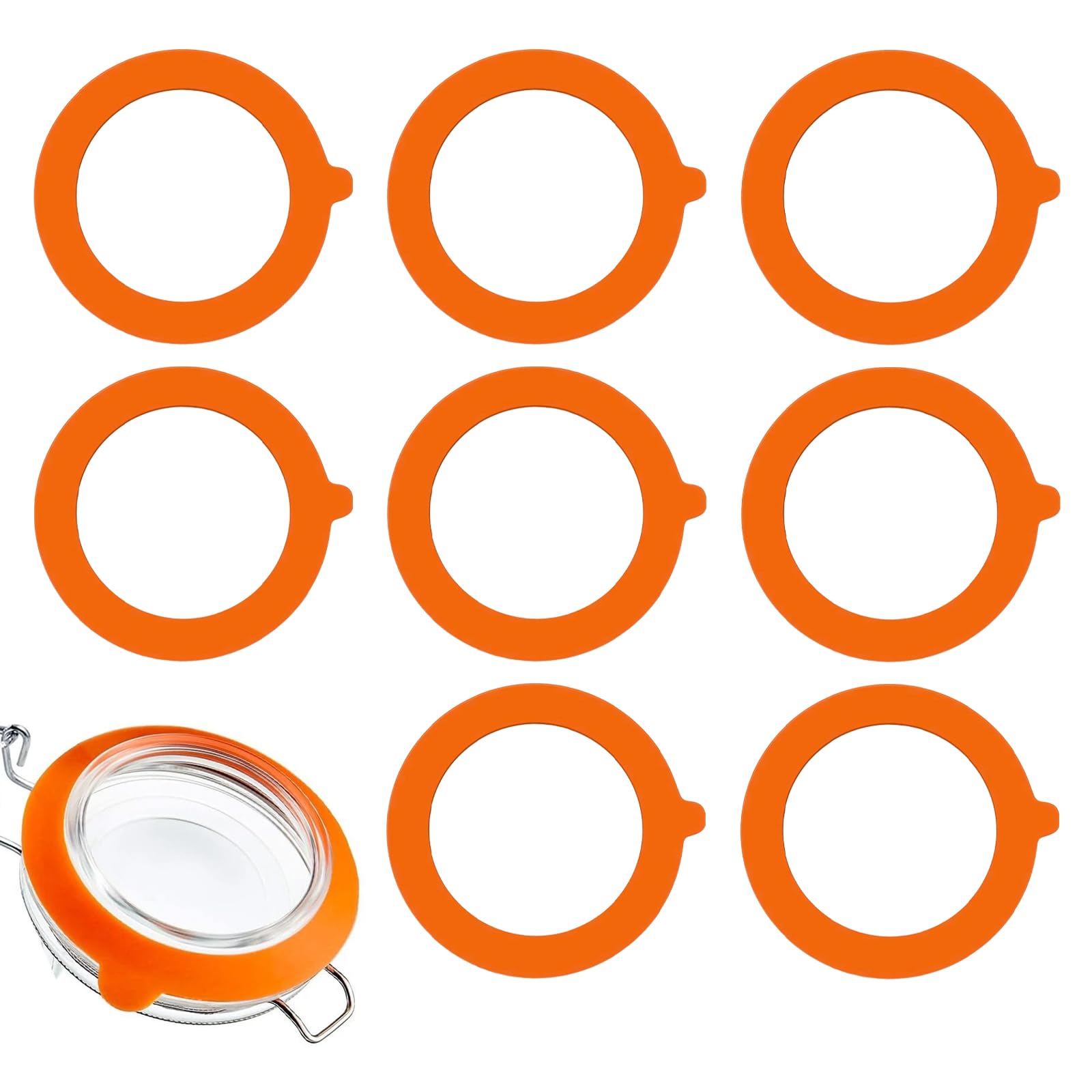 Kaslcwa 8Pcs Replacement Silicone Seals, Food-Grade Elastic Jar Gaskets, Seal Airtight Seals Rings, Airtight Storage For Kitchen Food Preservation, Keeps Fresh