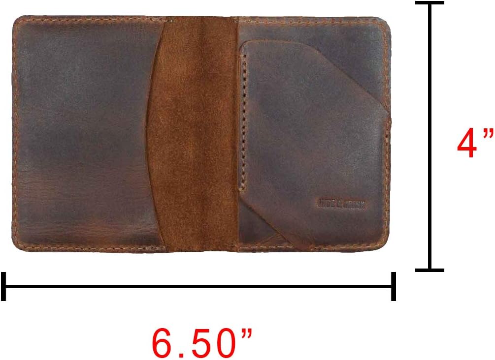Hide & Drink, Leather Bifold Card Wallet Diagonal, Holds Up to 5 Cards Plus Folded Bills, Cash Organizer, Accessories, Handmade - Bourbon Brown - Image 6