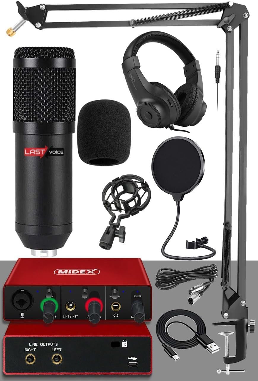 Midex Stüdyo Ekipmanları Style Paket-2 BM800 Mikrofon Ses Kartı Stüdyo Kayıt Seti