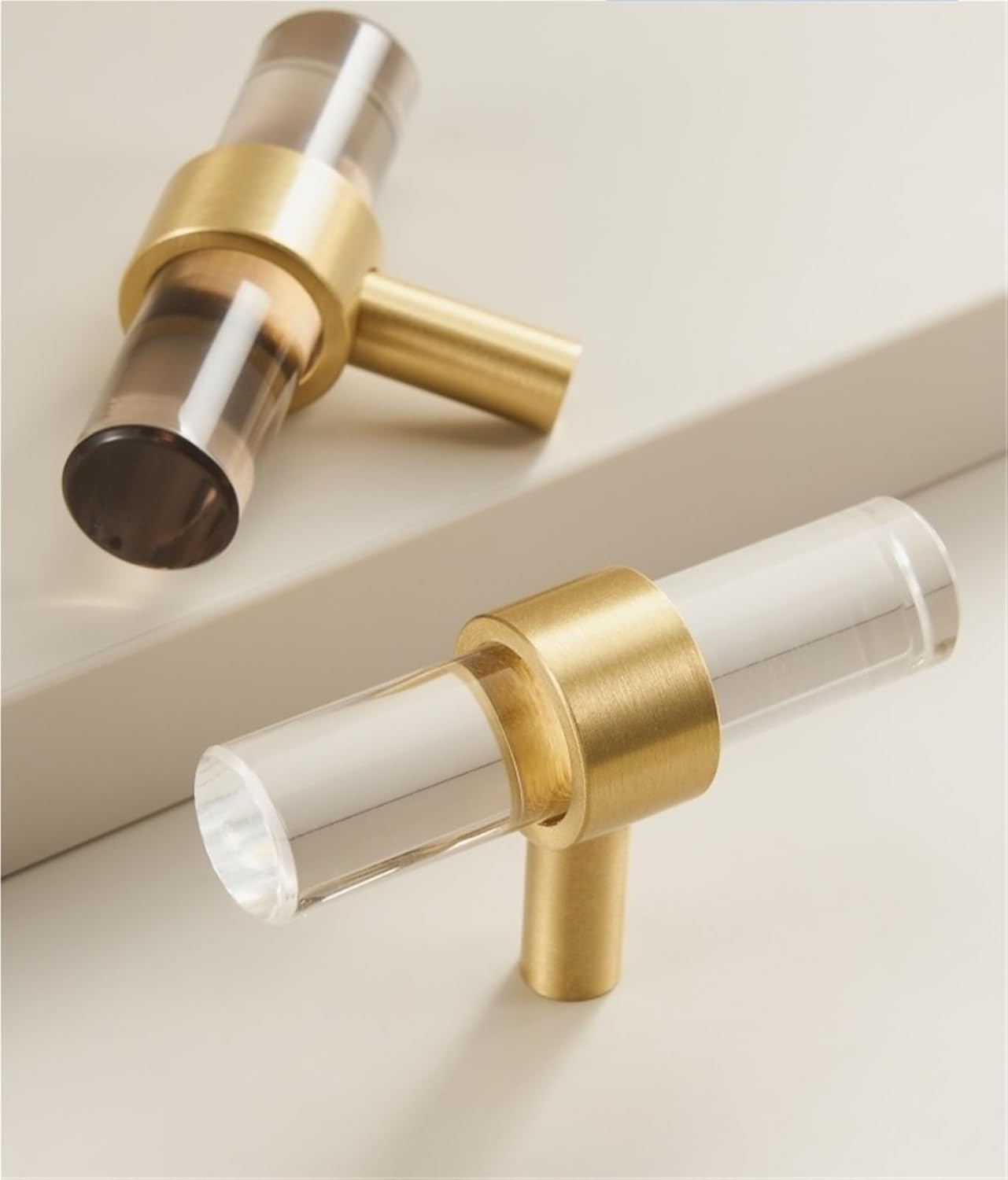 Brass Transparent Black White Acrylic Cabinet Drawer Wardrobe Door Decorative Furniture Handle 1Pcs(CH024W-T60)