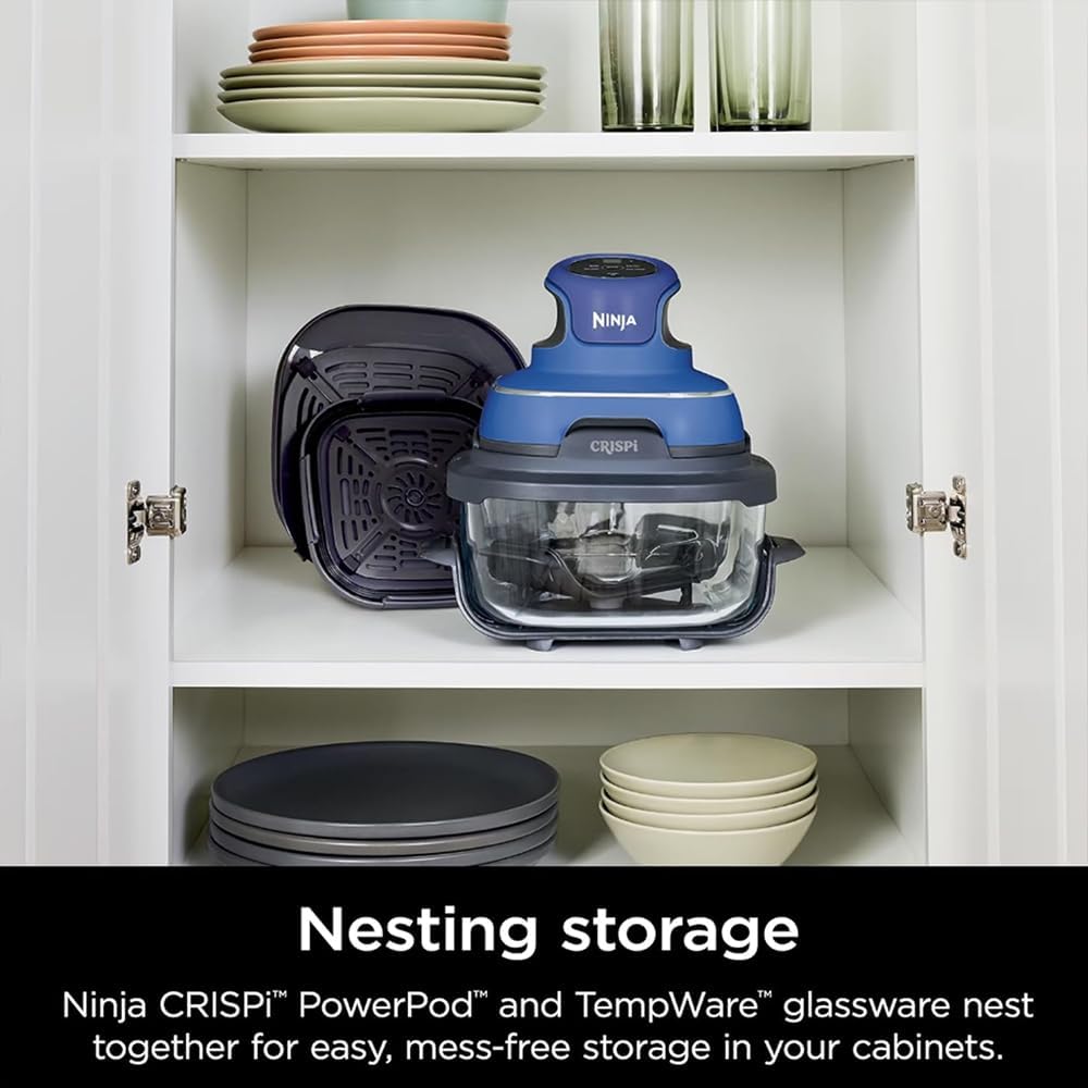 Ninja CRISPi 5-in-1 Portable Glass Air Fry Cooking System Bundle (Renewed)