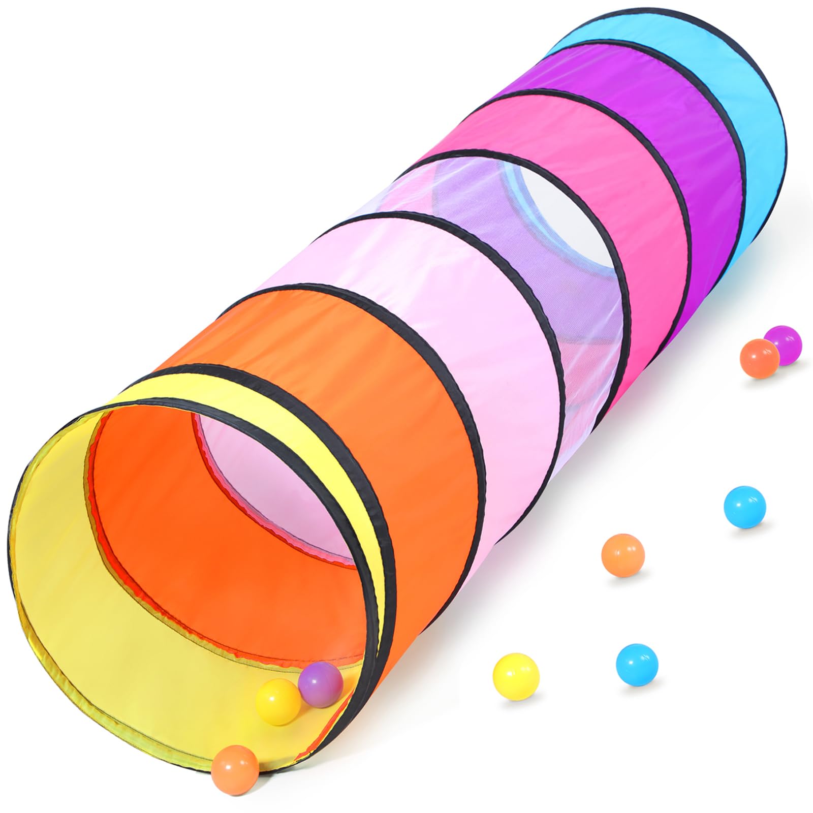 SweHouse Tunnel for Kids to Crawl Through Pop Up Toddler Tunnel for Boys and Girls Kids Play Tent Indoor and Outdoor Gifts for Baby Toys (Colorful)