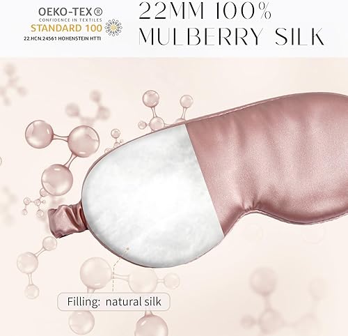 Miniatura 4 de EASTEER Máscara de dormir ajustable de seda de morera pura, antifaz para dormir,