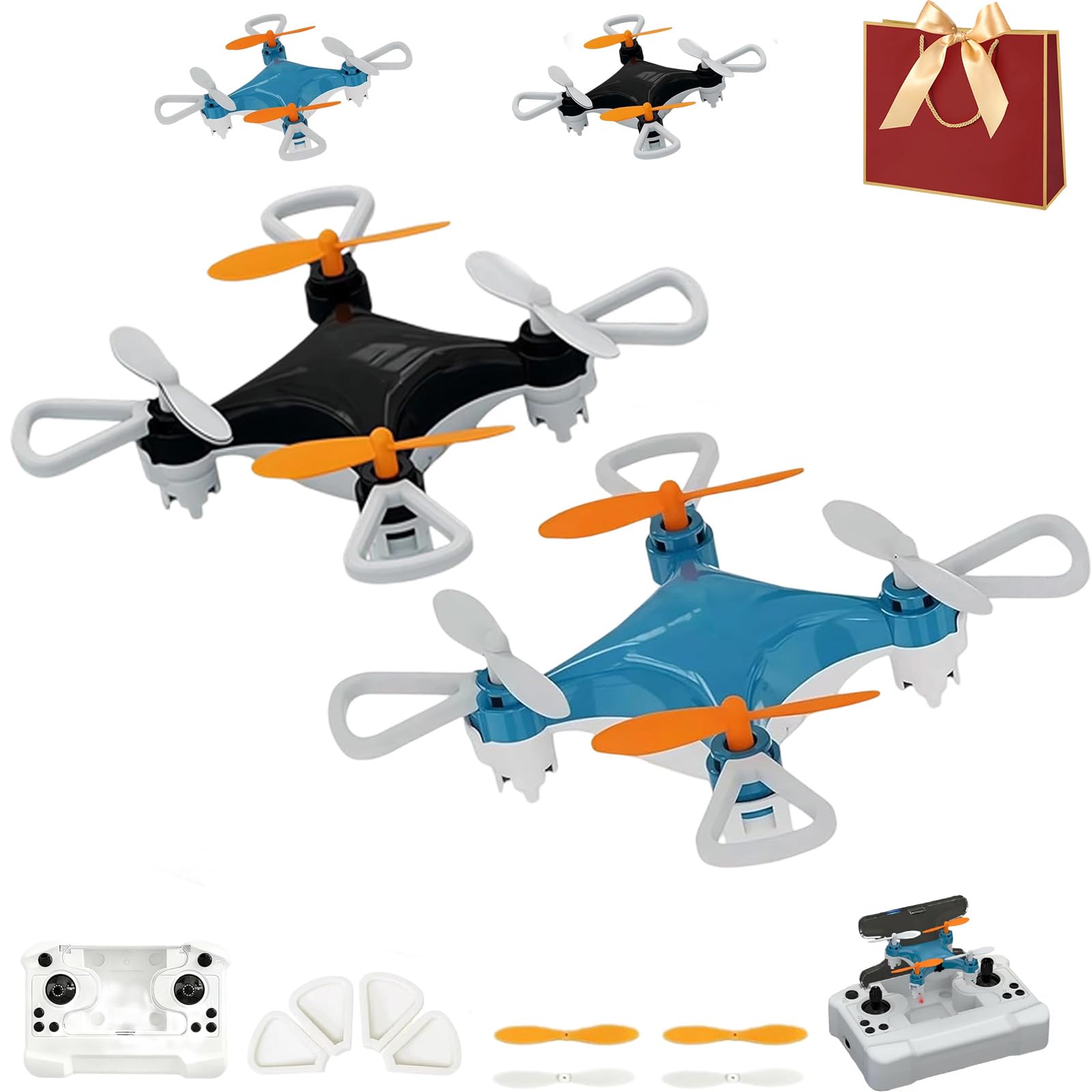 All-Ages Mini Drone with Easy Stunt Flights & 360° Tricks - Perfect Beginner-Friendly Flyer, 2026 New Mini Drone Beginner with Led & Altitude Hold & Propeller Protection (Blue+Black)