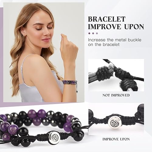 Vista 42 de Triple Protection Bracelet - for Protect & Balance - Energy Crystal Handmade Bracelets for Men Women Blue