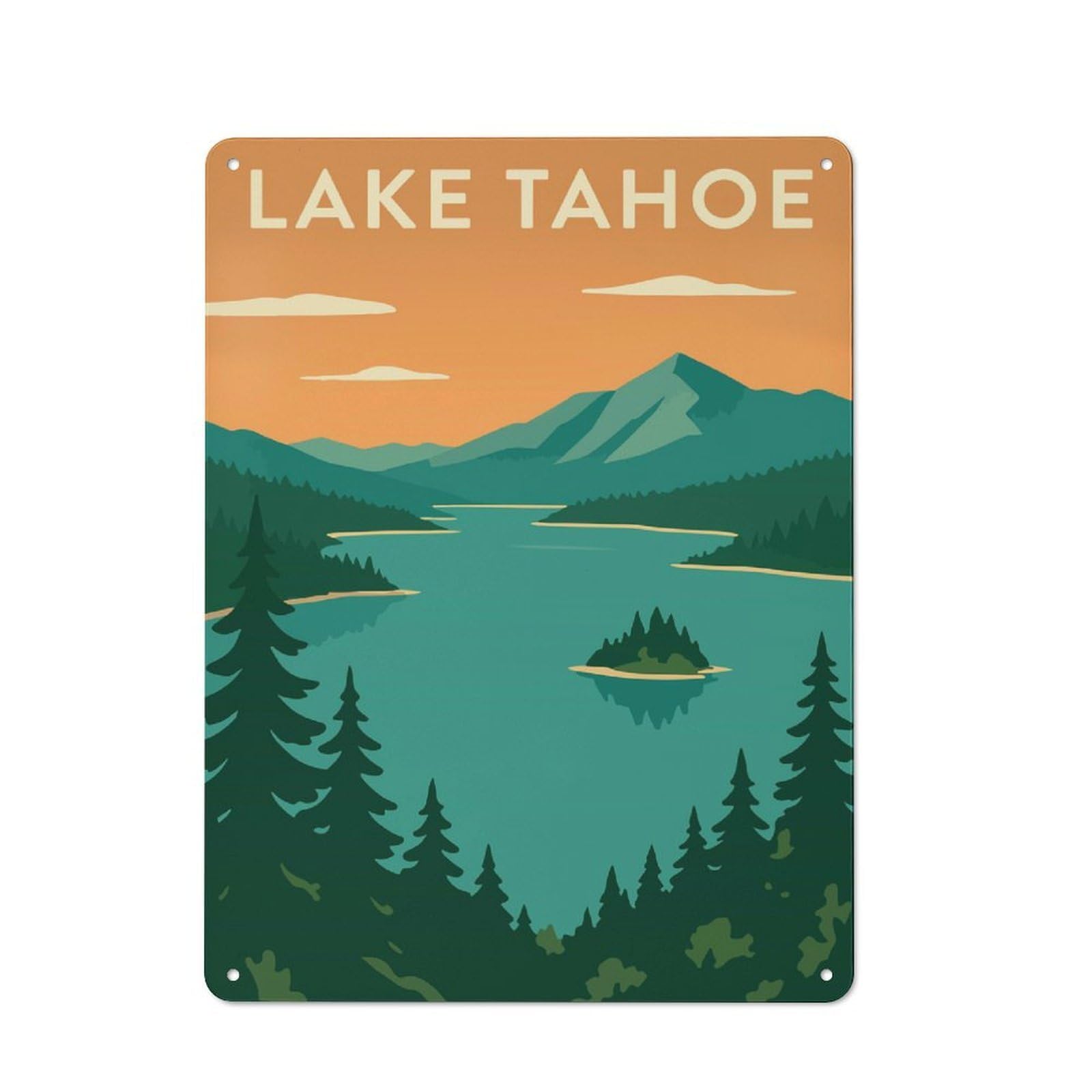 Junmoney Style-3 Lake Tahoe Travel Decorative Metal Wall Decor 40X30cm, Metal Gift Sign For Hallway, Home Bar, Garage Or Study