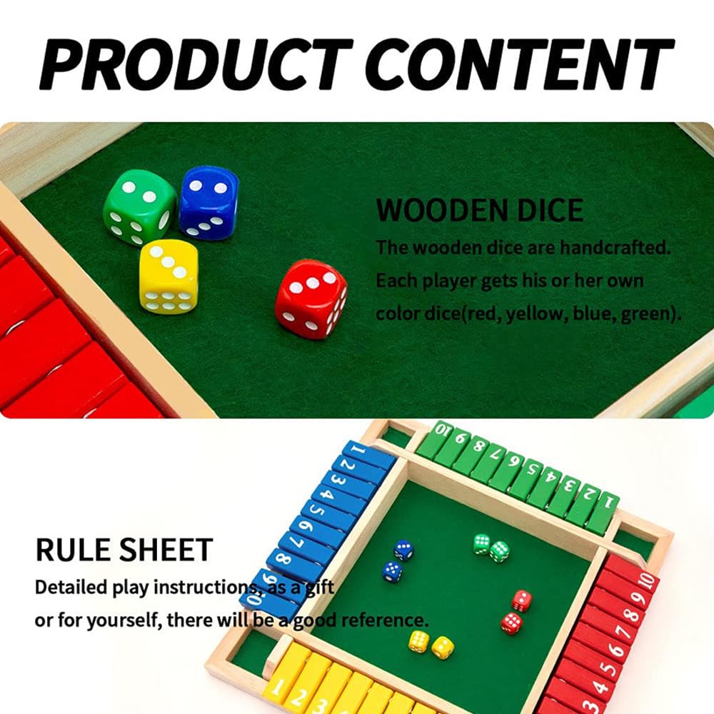 Shut The Box Game 6 Joueurs en Bois Shut The Box Jeu de dés éducatif