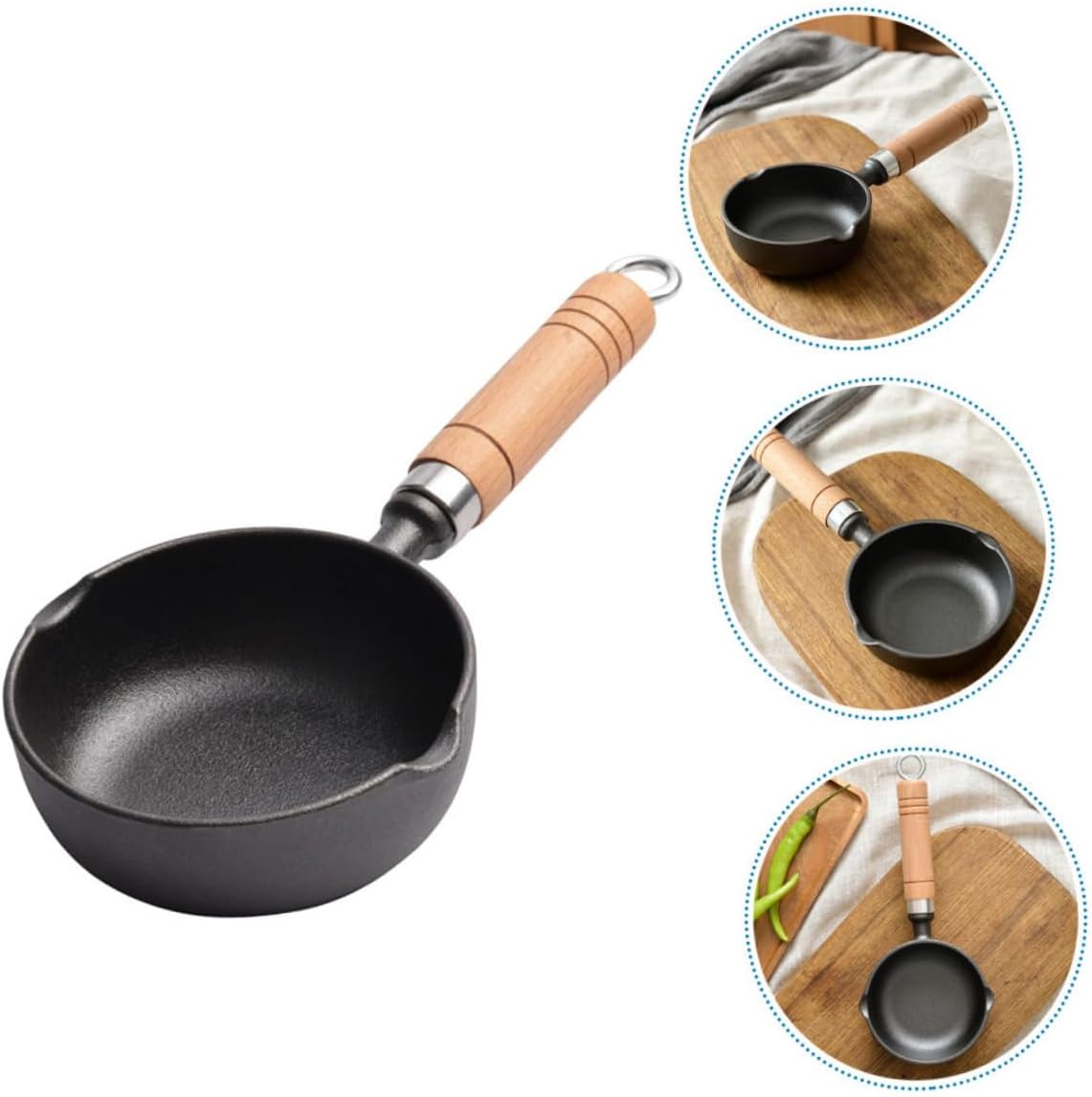 Mini Butter Melting Pot, Iron Small Sauce Pan with Wood Handle