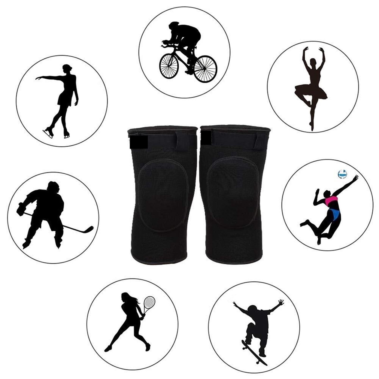 RUVOO Ginocchiere Palestra Ginocchiere con Spugna, Antiscivolo e anticollisione, Adatte for Il Ciclismo e la Corsa Ginocchiera Sportiva