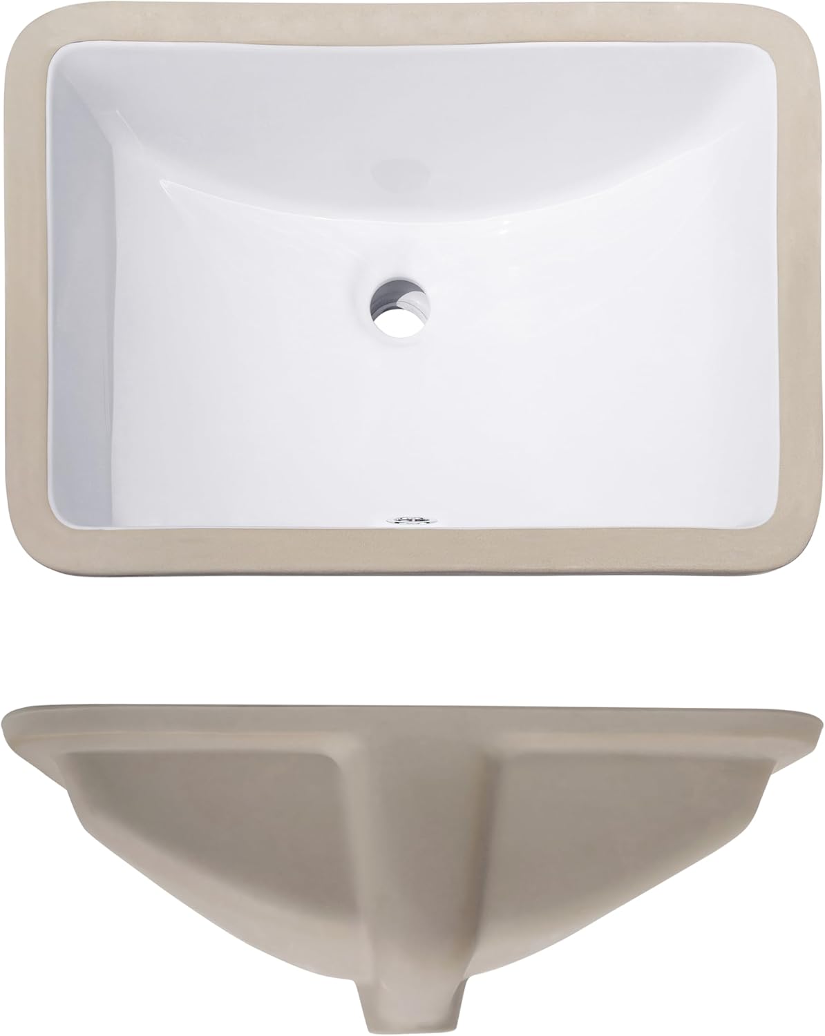 Rectangular 21 x 15 Ceramic Undermount Bathroom Sink Vanity White
