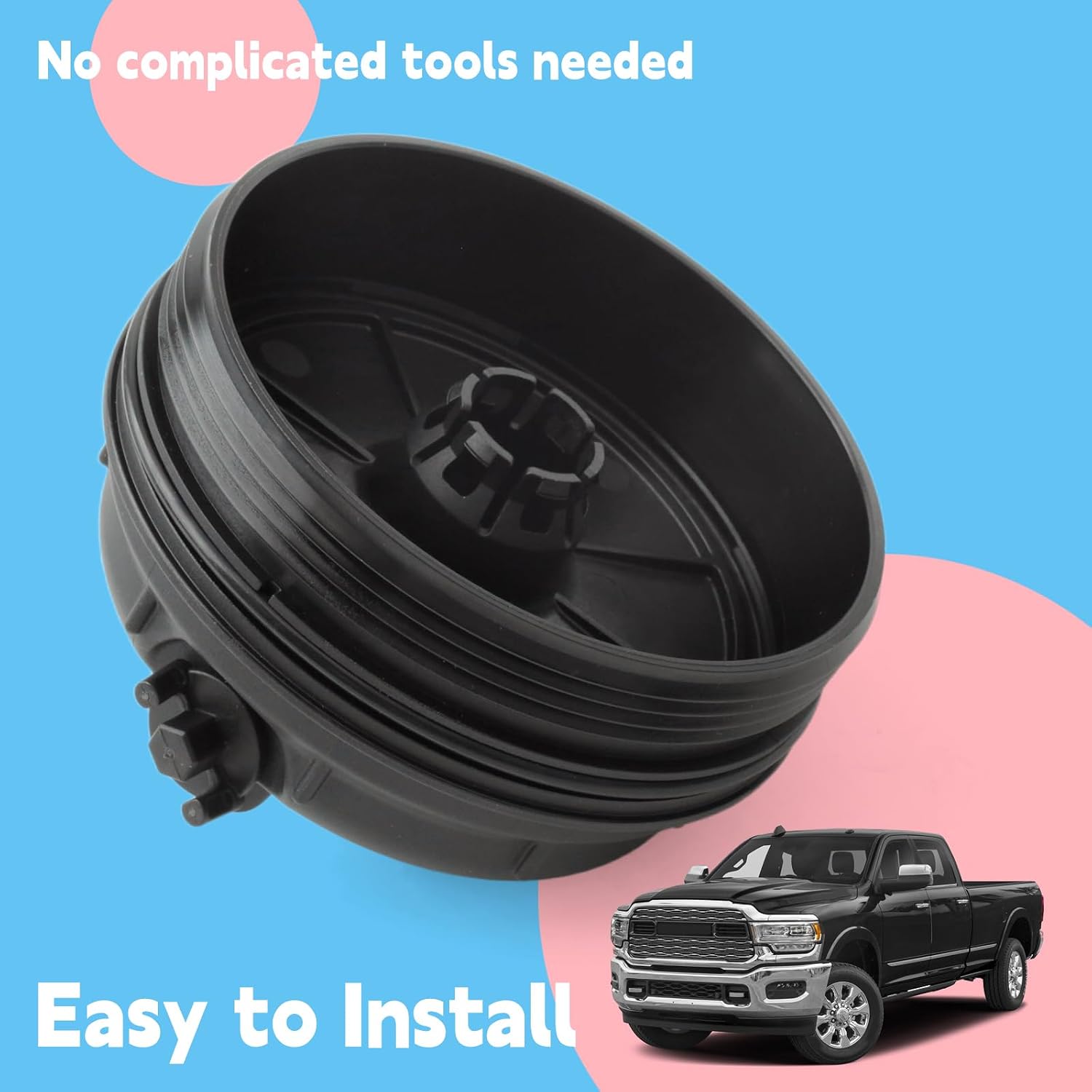 68436815AB Fuel Filter Housing Cover Cap Replacement for Dodge Ram 1500 3.0L 2020 2021 2022 2023 for Ram 2500 3500 4500 5500 6.7L 2019 2020 2021 2022 2023 2024, Replace 68436815AA