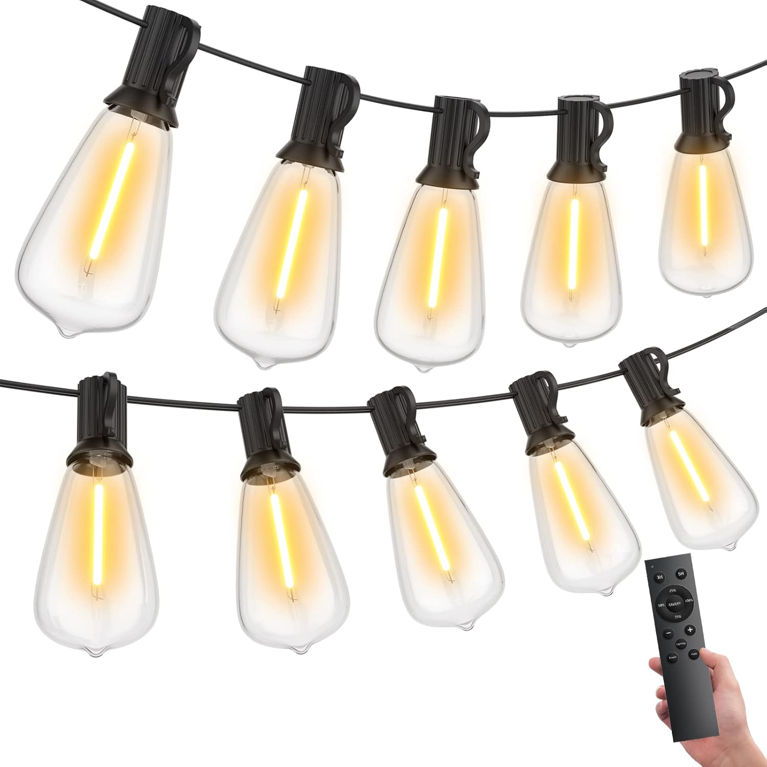 LaPitio 200FT(2Pack*100FT) Outdoor String Lights with Remote, Garden