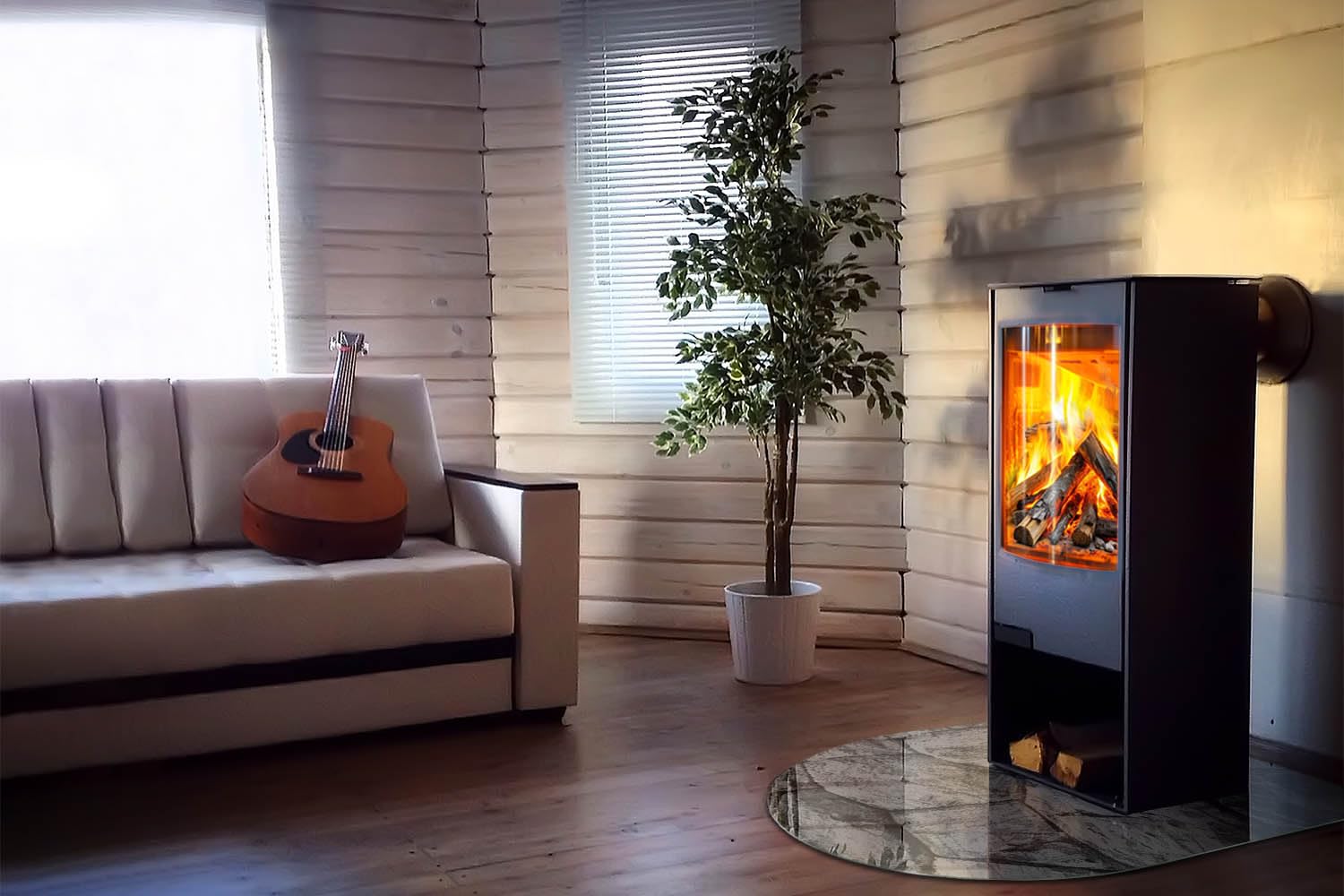 Funkenschutzplatte für Kamin 100x100 cm Halbrund Schutzplatte Elegantes Design Stilvollem Motiv Hitzeschutz Dekorative Glasbodenplatte Glasboden Hartglas - Natursteinmuster