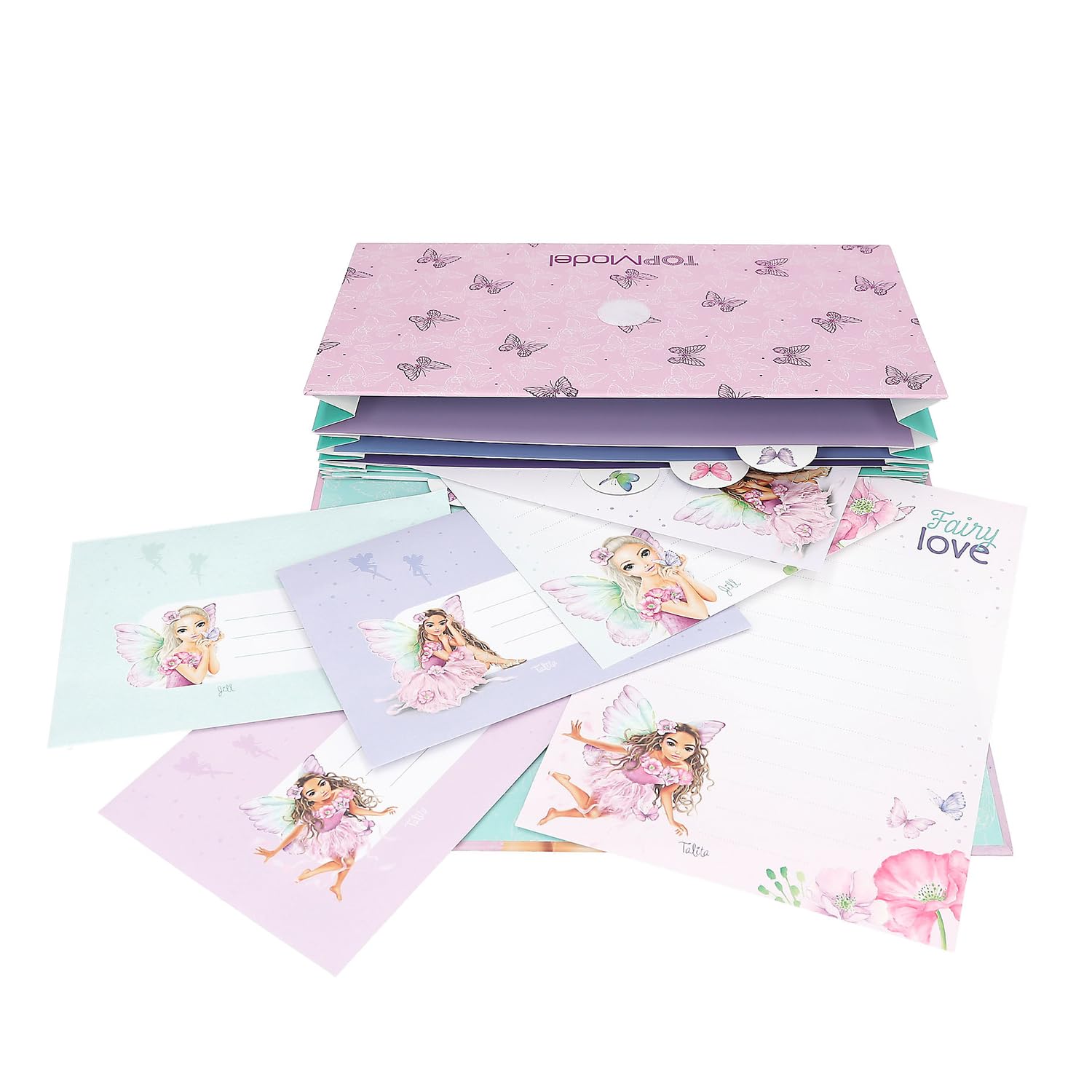 Depesche TOPModel Fairy Love Lot de papier à lettre violet motif papillons 24 feuilles 18 enveloppes