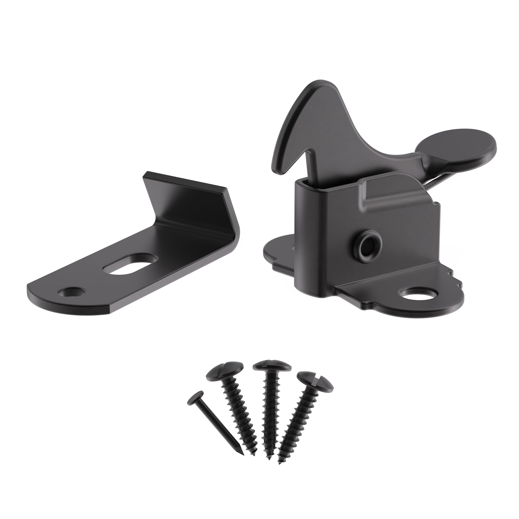 Flat Black Spring Action Elbow Door Catch & Latch - Pack of 4 - Hardware for Doors, Spring Loaded Catch for Antique, Vintage or Modern Furniture - VL1-SBL (4)