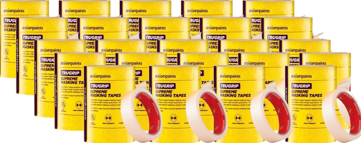 Asian Paints TRUGRIP SUPREME Masking Tape 1 inch - Easy to Tear Tape - Perfect for Artists, Painting, Carpenter, Labeling, Arts and Crafts (6 Rolls) - Adhesive Leaves no Residue - Each Roll is 1" x 20 m (1 Inch, 24) (B08WWNQW25) Amazon Price History, Amazon Price Tracker