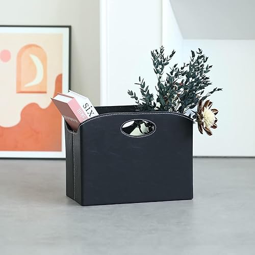 Miniatura 7 de EZDeco Revistero plegable para revistas, de piel sintética, para guardar libros, organizador de carpetas de documentos, para oficina y hogar