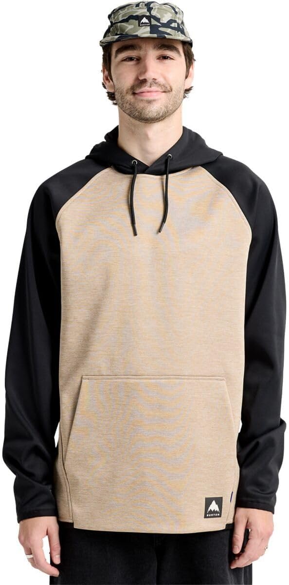 Burton Crown Weatherproof Pullover Fleece Hoodie Summit Taupe Heather/True Black L