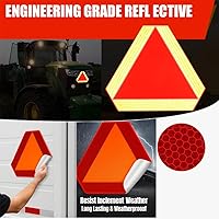 Vista 2 de Sticky Slow Moving Vehicle Triangle Sign,Golf Cart Orange Triangle Signs,14"x16"Diamond Grade Reflective for Golf Cart Self-adhesive Sticker