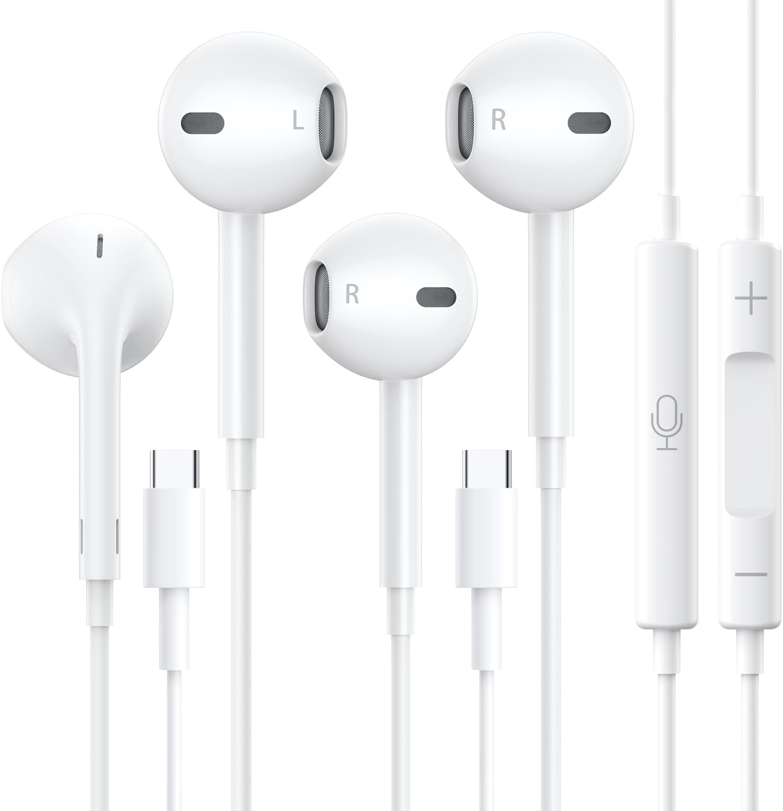 2 Pack-USB C Headphones Earbuds, Type C Earbuds In-Ear Headphones with Microphone & Remote Control Noise Cancelling Wired Compatible with Galaxy S23/S22/S21/S20/Ultra Note 10/20, Pixel 7/6/6a/5/4